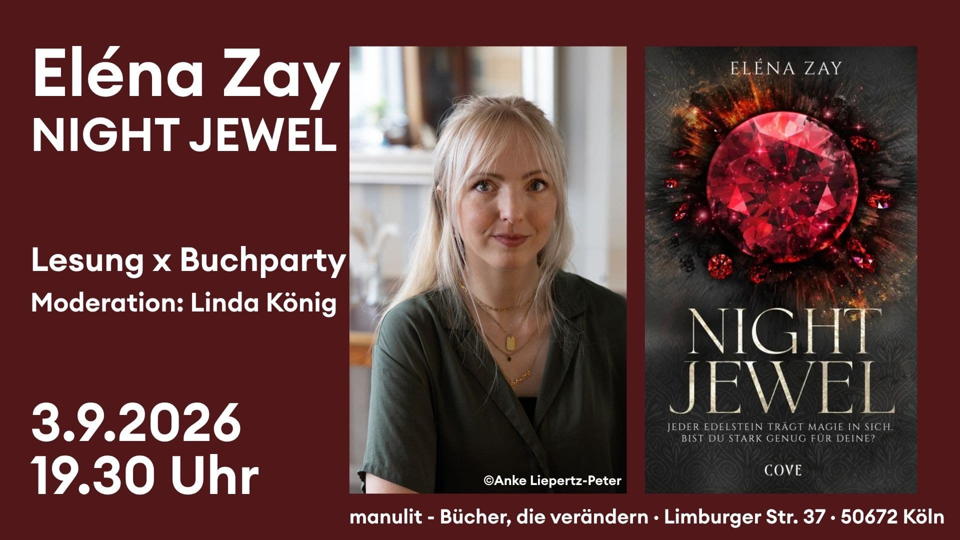 Lesung - "NIGHT JEWEL" von Eléna Zay
