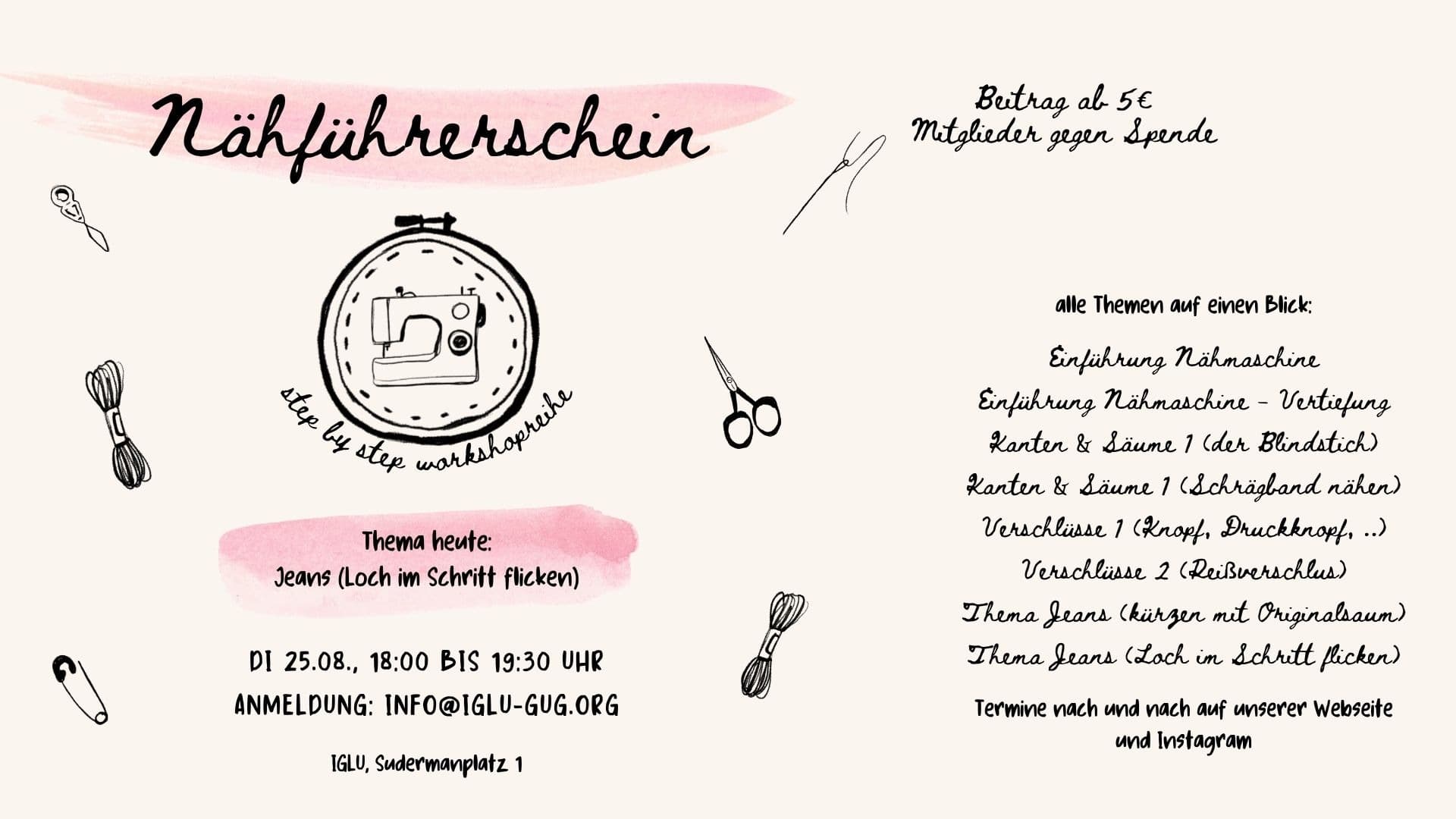 Nähführerschein für Erwachsene - Thema Jeans flicken (Workshop)