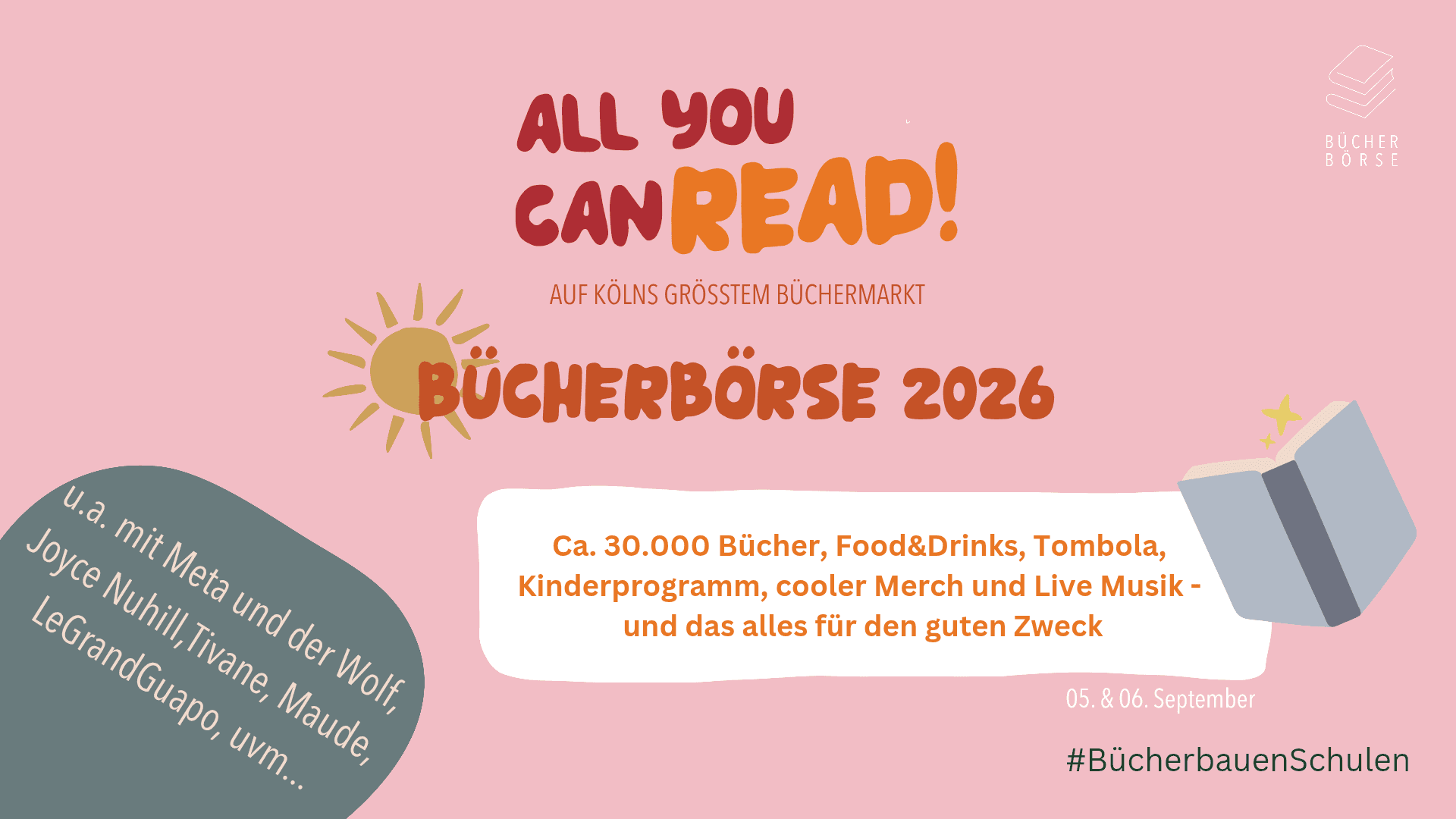 Bücherbörse 2026 - books. music. drinks.