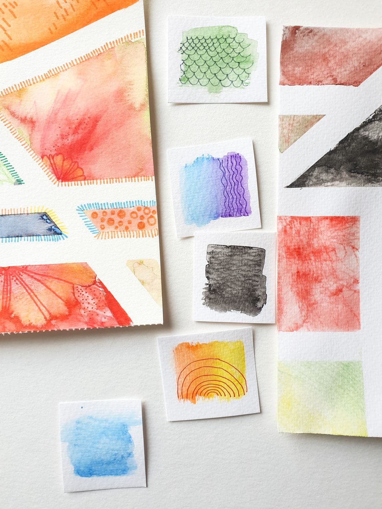 Familien Aquarellexperimente