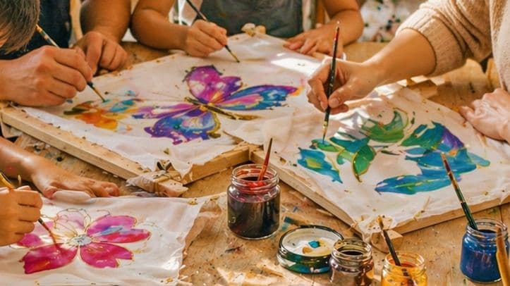 Kreativkurs für Kinder & Eltern in Köln – Seidenmalerei (ab 4 Jahre)