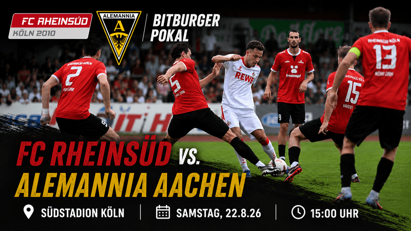 Fußball-Pokalspiel FC Rheinsüd Köln gegen Alemannia Aachen